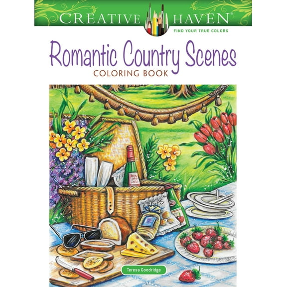 Adult Coloring Books: In the Country Creative Haven Romantic Country Scenes Coloring Book, (Paperback)