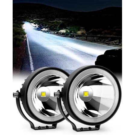 NAOEVO 4 Inch Round LED Pod Lights, 60W 6000LM LED Spot Off Road/Driving/Fog Lights for Truck Car ATV UTV Boat Motorcycle, 2-Pack (White)