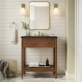 thumbnail image 2 of Sink Vanity Cabinet, Walnut Black, Wood, Mid Century Hotel Bedroom Bathroom, Modern Contemporary HB36405, 2 of 10