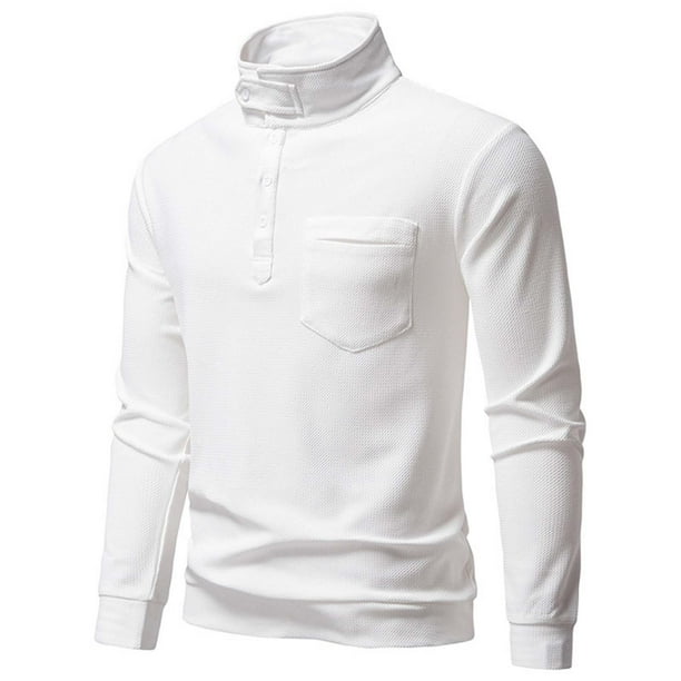 pstuiky camisas de manga larga para hombre, Cárdigan informal de manga larga con cuello alto y botones para hombre top de hombre xl
