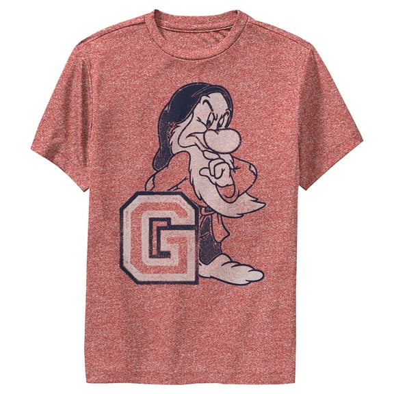 Boy's Snow White and the Seven Dwarfs Athletic Grumpy Performance Graphic Tee Red Heather Medium