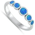 thumbnail image 4 of CHOOSE YOUR COLOR Round Blue Simulated Opal Ring .925 Sterling Silver Band CZ Female Size 5, 4 of 4