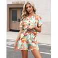 thumbnail image 3 of Conjunto de pantalones cortos AKEWEI de 2 piezas para mujer con cuello en V y pantalones cortos de verano, 3 of 6