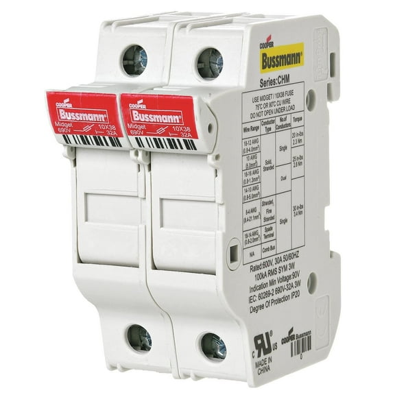 Cooper Bussmann CHM2DU 10X38 Midget Fuse for MFH, 2 Pole, 30 Amp, 600V