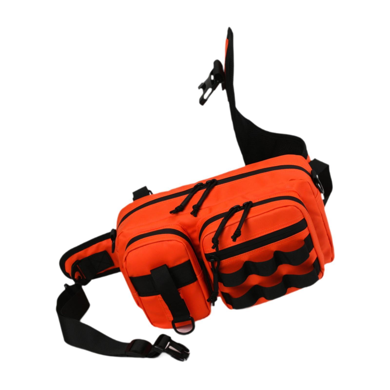 Colaxi Fishing Tackle Bag Rod Holder Fishing Gears Storage Bag for Trekking Camping Orange