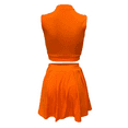 thumbnail image 2 of ZEHJUHAN Women's 2-Piece Skirt Set Sleeveless Crop Top Pleated Mini Skirt Outfit Summer Solid Color Set Orange，L, 2 of 10