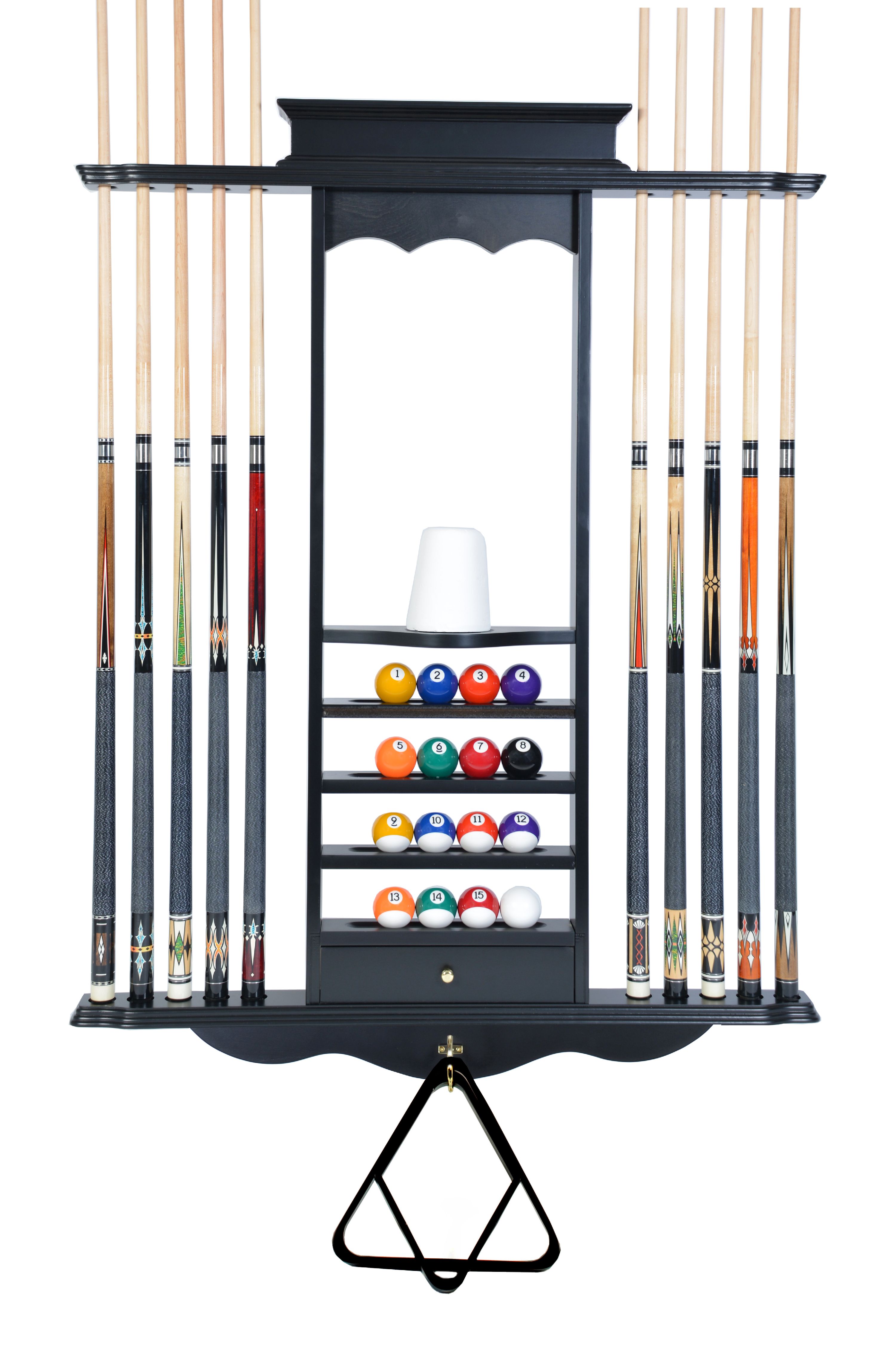 magic rack billiards on Pool Cue Rack Only 10 Billiard Stick Ball Wall Rack Black Finish Made Of Wood Walmart Com Walmart Com