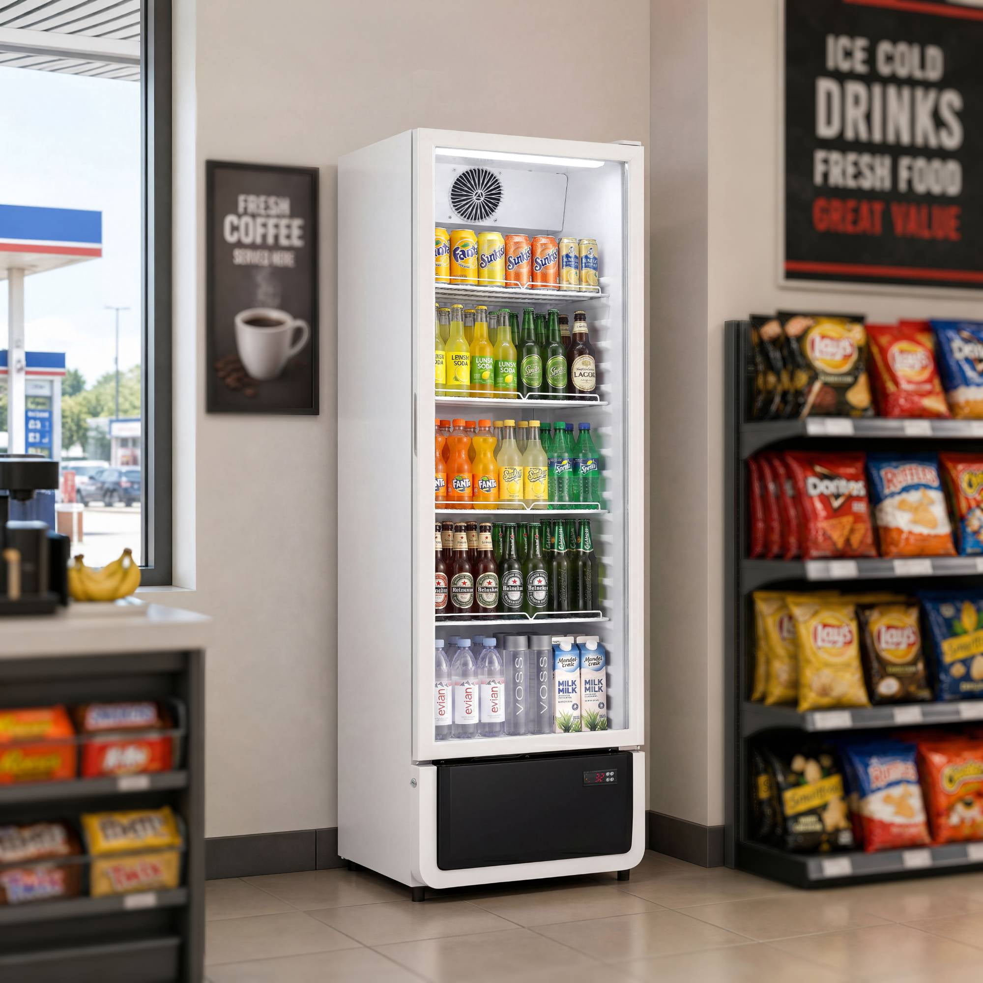 Yeego Commercial Beverage Refrigerator, 10 Cu.Ft Glass Door Drink Display Cooler with LED Light & Adjustable Shelves for Bar, Convenience Store
