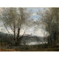 thumbnail image 2 of Jean-Baptiste-Camille Corot 14x11 Black Ornate Wood Framed Double Matted Museum Art Print Titled: A Pond Seen Through The&nbsp;Trees (ca.&nbsp;1855-65), 2 of 5