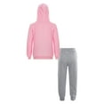 thumbnail image 2 of YEAHDOR Kids Boys 2Pcs Sweatsuit Activewear Long Sleeve Pullover Hoodie with Sweatpants Jogger Set Pink&Gray 9-10, 2 of 7