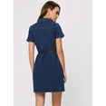 thumbnail image 4 of DARING DIVA Button Down Casual Collared Short Sleeve Denim Shirt Dress XS Blue XS Blue, 4 of 6