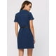 thumbnail image 4 of Vestido de camisa de mezclilla para mujer, cuello de manga corta, cinturón, botones, vestidos de mezclilla Azul L, 4 of 5