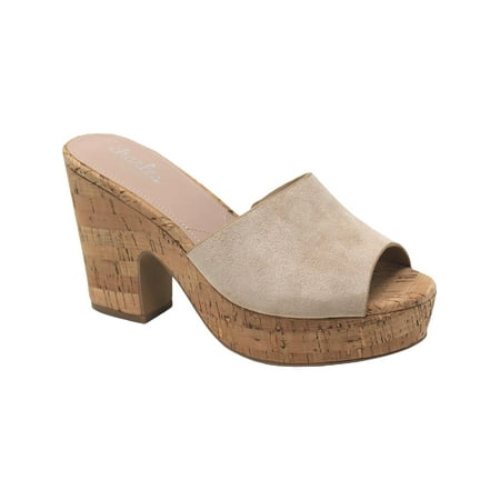 

CHARLES BY CHARLES DAVID Womens Beige Cushioned Deploy Round Toe Block Heel Slip On Sandals Shoes 6.5 M