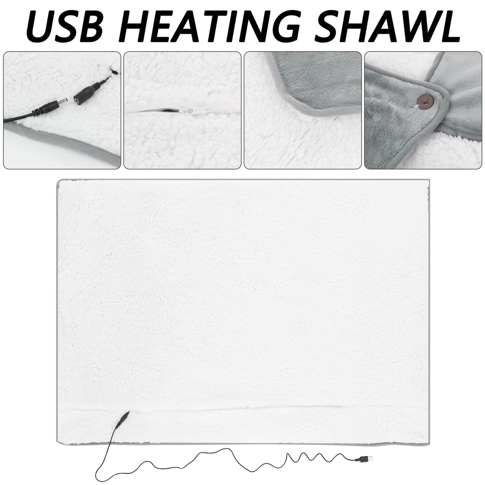 Hohaski USB Heated Warming Shawl Lap Blanket - Warm Heated Throw Blanket, Suitable for Home Car office, Soft Comfortable Fast Heating Cold Weather Use