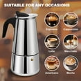 thumbnail image 6 of 9 Cup Stovetop Espresso Maker Stainless Steel Moka Pot Stove Top Percolator Italian Coffee Makers Capable Mocha Greca Machine Cafe Classic Induction Cookers for Home and Camping 450ml 15oz, 6 of 8