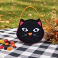 thumbnail image 6 of Felt Black Cat Halloween Treat Carry Bag Gothic Spooky Candy Storage Tote, Seasonal Tabletop Candy Station Decor for Halloween Party Entryway Displays, 6 of 7