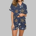 thumbnail image 2 of Feancey Women's Christmas Pajamas Short Set Xmas Snowflake Print Lounge 2 Piece Comfy Soft Button Down Pjs and Shorts Sleepwear Sets Multicolor M, 2 of 7