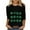 A112 Black, variant on Womens St Patricks Day Top 3/4 Sleeve Realistic Shamrock Grid Print Tee Casual Round Neck Loose Fit Soft Blouse for Holiday Festival Party Wear