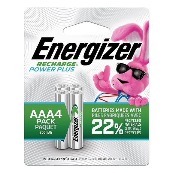 Energizer Rechargeable AAA Batteries (4 Pack) 800 mAh Triple A Batteries