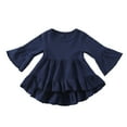 thumbnail image 2 of Women Trending for 2025!Toonshare Clearance,Girls Shirts Clearance,Girls Blouses 10-12 Ruffle Bell Long Sleeve Top Navy, 2 of 8
