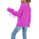 thumbnail image 5 of VISgogo Suéter de talla grande para mujer, suéter de punto con flecos de cuello redondo de manga larga de color sólido informal VISgogo moda, 5 of 7