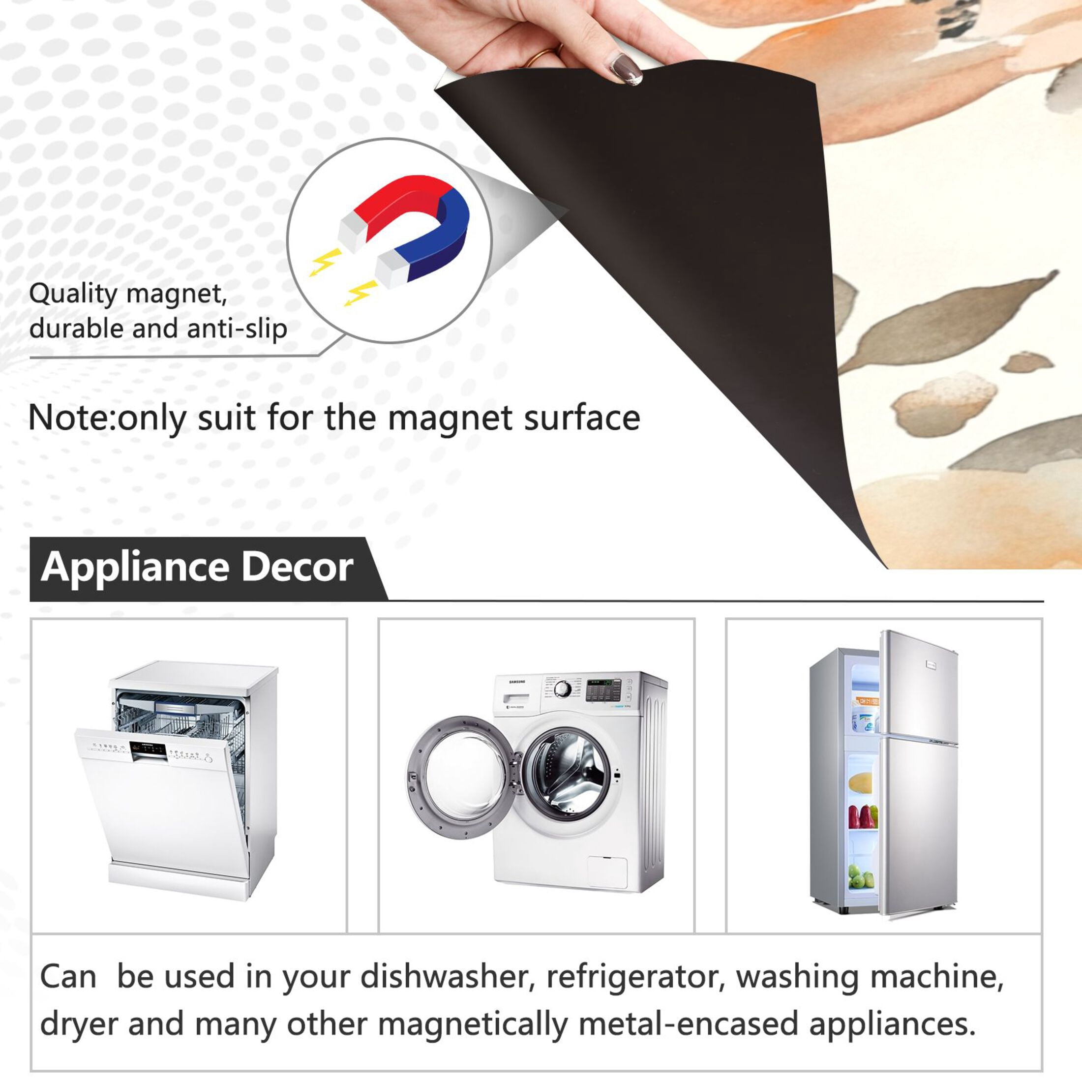 Dishwasher Magnetic Sticker 23x26 Inch Refrigerator Magnetic Sticker Washing Machine Magnetic Sticker Kitchen Panel Magnetic Sticker Home Decor Vibrant Cream Flowers
