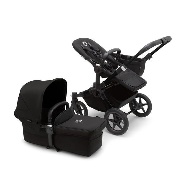 Bugaboo Donkey 5 Mono Complete - Cochecito individual que se convierte en cochecito doble lado a lado, múltiples posiciones de asiento - Aluminio/Negro medianoche-Negro medianoche