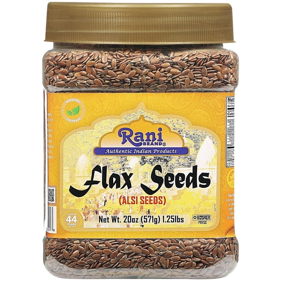 Rani Flax Seeds Whole Raw (Alsi, Linum usitatissimum) 20oz (1.25lbs) 567g PET Jar ~ All Natural | Gluten Friendly | Non-GMO | Vegan | Kosher