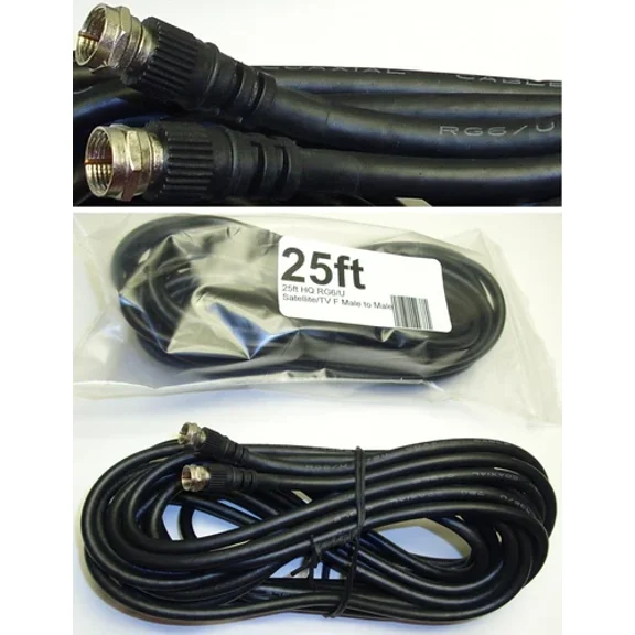 25Ft Rg6 Screw On F,75Ohm Coax/Coaxial Tv/Satellite/Cable/Digital/Hdtv Cord/Wire