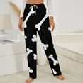 thumbnail image 3 of White Bone Pattern On Black Background Winter Female Pants Flannel High Waist Women Pants Lady Warm Straight Leg Plush Trousers, 3 of 7