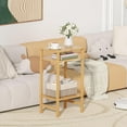 thumbnail image 4 of 28in Tall Bamboo Side Table 3-Tier Small Narrow End Table, Skinny Nightstand for Small Space, Farmhouse Slim Night Stand with Storage for Couch, Wooden Thin Bedside Table, Natural, 4 of 17