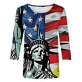 thumbnail image 4 of Itsame 4th of July Shirts Women Independence Day Short T-Shirt Sleeve American Flags Printed Short Sleeve Top, Round Neck Multicolor, 4 of 5