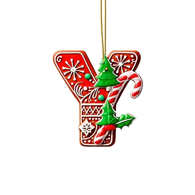 Binwennn Decorative Easter Eggs Large Centerpieces for Wedding Table 26 Pieces Red Letters Christmas Tree Decorations Candy Cane Letters With Berry Pattern Mini Alphabet Hanging Ornaments