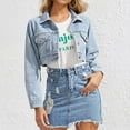 thumbnail image 7 of XMHJSMD Women Denim Tops Long Sleeve Cropped Jean Jacket Distressed Ripped Casual Jean Jacket(Blue,L), 7 of 7