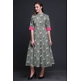 thumbnail image 4 of Bimba Floral Ladies Button Down Print Dress A-Line Cocktail Party Shirt Dress-Small, 4 of 5