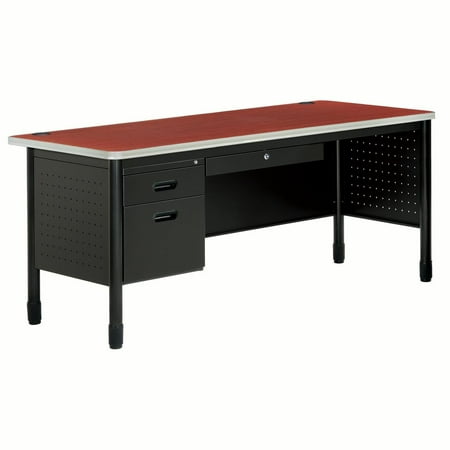 OFM Core Collection Mesa Series 3-Drawer Single Pedestal Steel Desk with Laminate Top, in Cherry (66366-CHY)