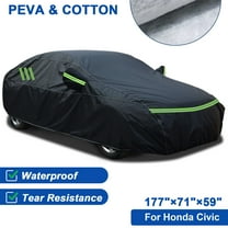 For Honda Civic Car Cover Hatchback Sedan Upgraded PEVA Cotton Waterproof Full Automobiles Cover Outdoor Indoor Rain Sun Dust Protection All Weather Black