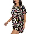 thumbnail image 2 of Naloa Rainbow Flowers Women's Short-Sleeved Pajama Set, Loungewear, Summer pajamas, Breathable Cozy - XX-Large, 2 of 9