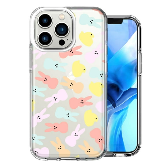 MUNDAZE for Apple iPhone 13 Pro Pastel Easter Polkadots Bunny Chick Candies Double Layer Phone Case Cover
