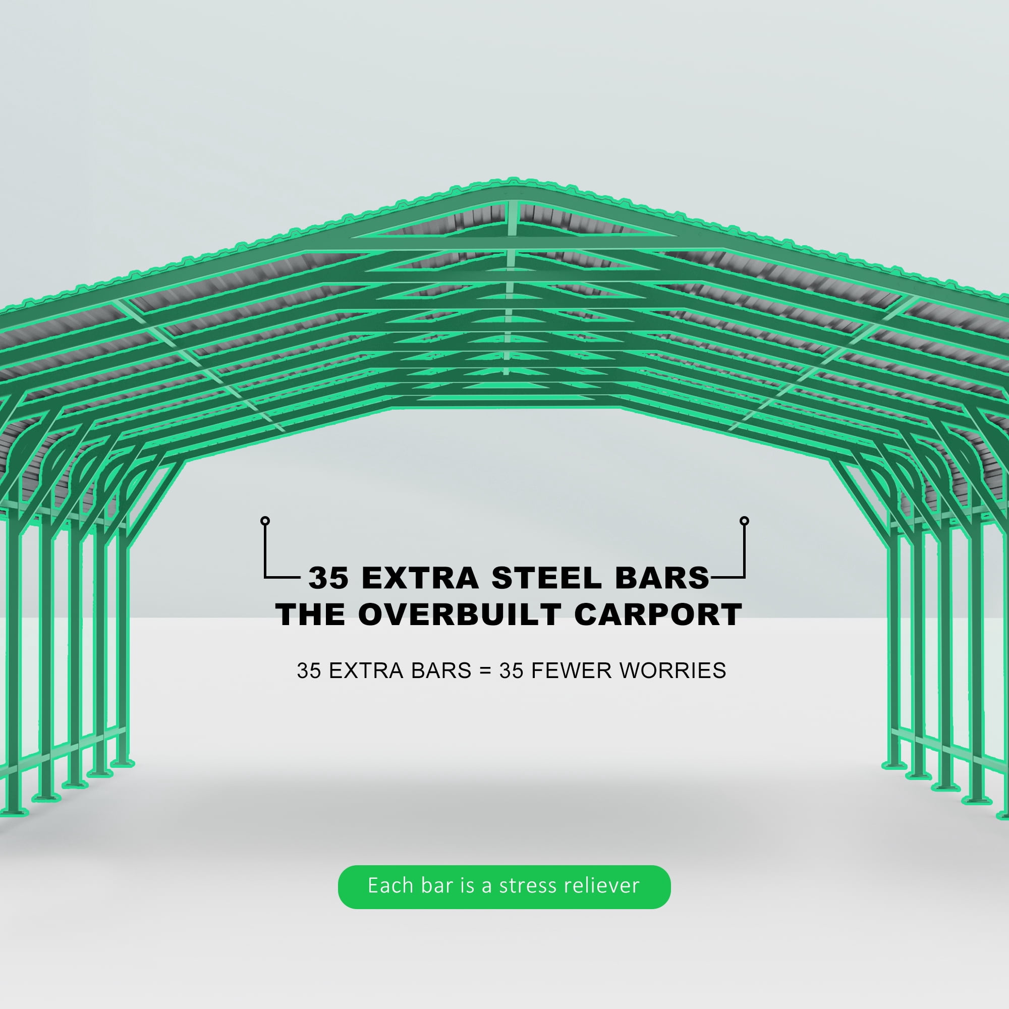 PABIMIA 20x20 FT Heavy-Duty Galvanized Steel Carport, Outdoor Metal Shelter for Cars, Trucks & Equipment, Black