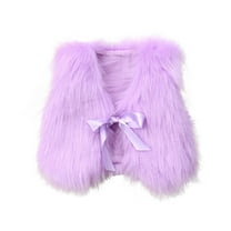 Annhoo Baby Girls Fuzzy Shrugs Vest Winter Comfy Sleeveless Tie up Cardigans Toddler Elegant Outwear for Party
