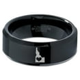 thumbnail image 2 of Tungsten Idaho The Gem State Heart Band Ring 8mm Men Women Comfort Fit Black Beveled Edge Polished, 2 of 4