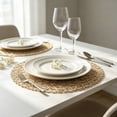 thumbnail image 6 of Doghiosgha Woven Round Placemat Hollow Table Mat Heat Resistant Placemat for Wedding Party Dinner Table Decor, 15 Inch, Beige, 6 of 6