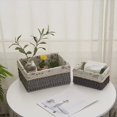 thumbnail image 3 of Rattan Storage Basket Desktop Handmade Waterproof Straw Baskets Paper Rope+cotton Linen+iron Cosmetic Towel Container, 3 of 12