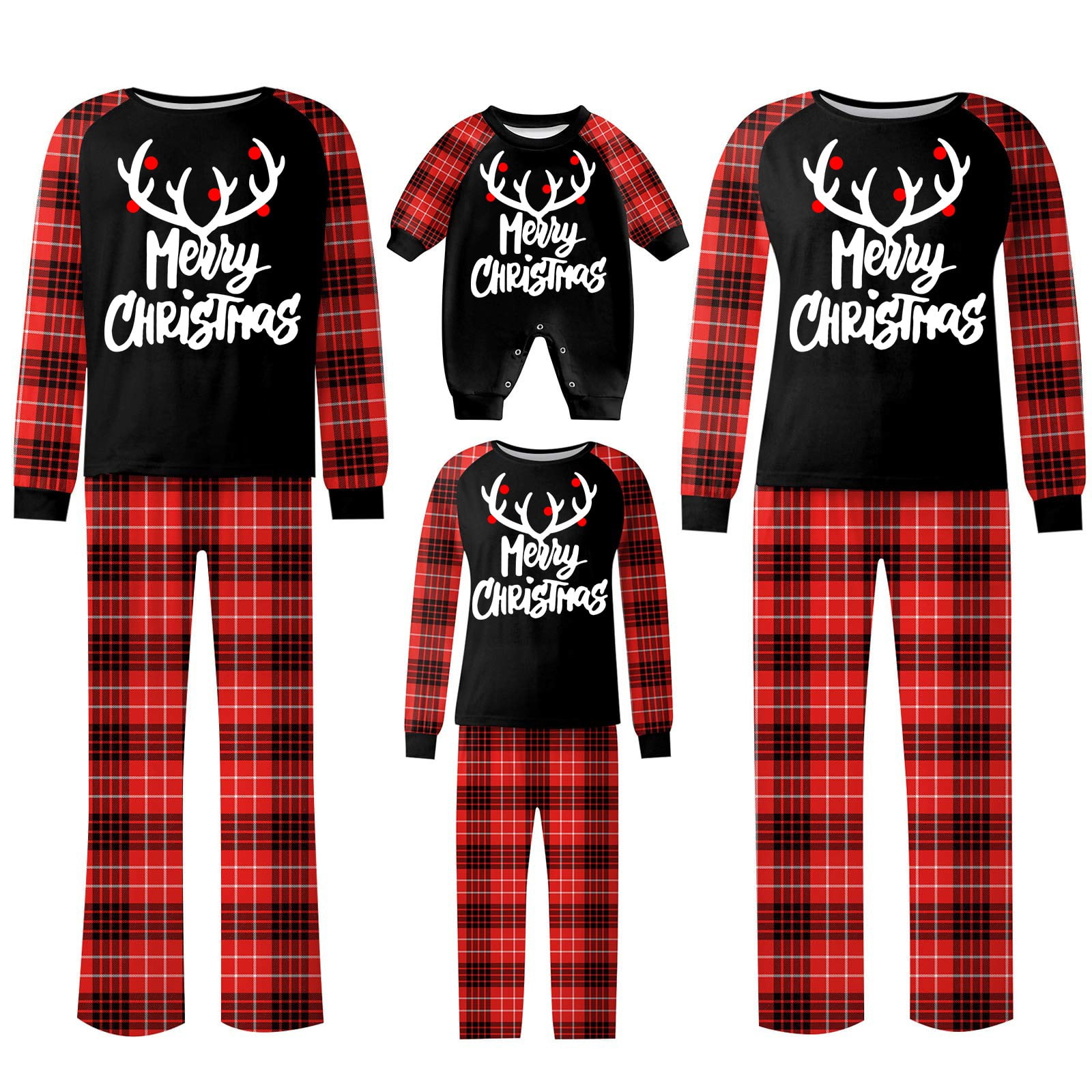 Reindeer Antlers Matching Pajamas Matching Family Outfits Skin friendly Christmas Pjs for Family Perfect Holiday Sleepwear for the Entire Family