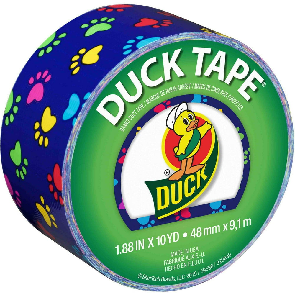 Duck Brand 1.88" Colorful Paws Duct Tape, 1 Each, 10 Yds