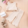 thumbnail image 2 of Krdevn Girls' Ruffled 2-Piece Summer Set, Sleeveless Crop Top & Wide-Leg Pants, Soft Muslin Casual Outfit,2-3 Years, 2 of 8