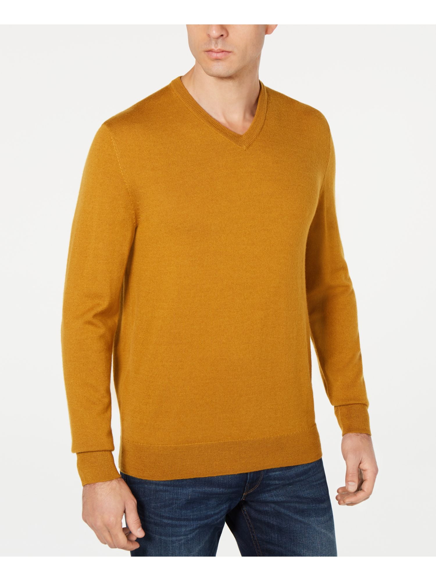 CLUBROOM Mens Gold V Neck Sweater M 