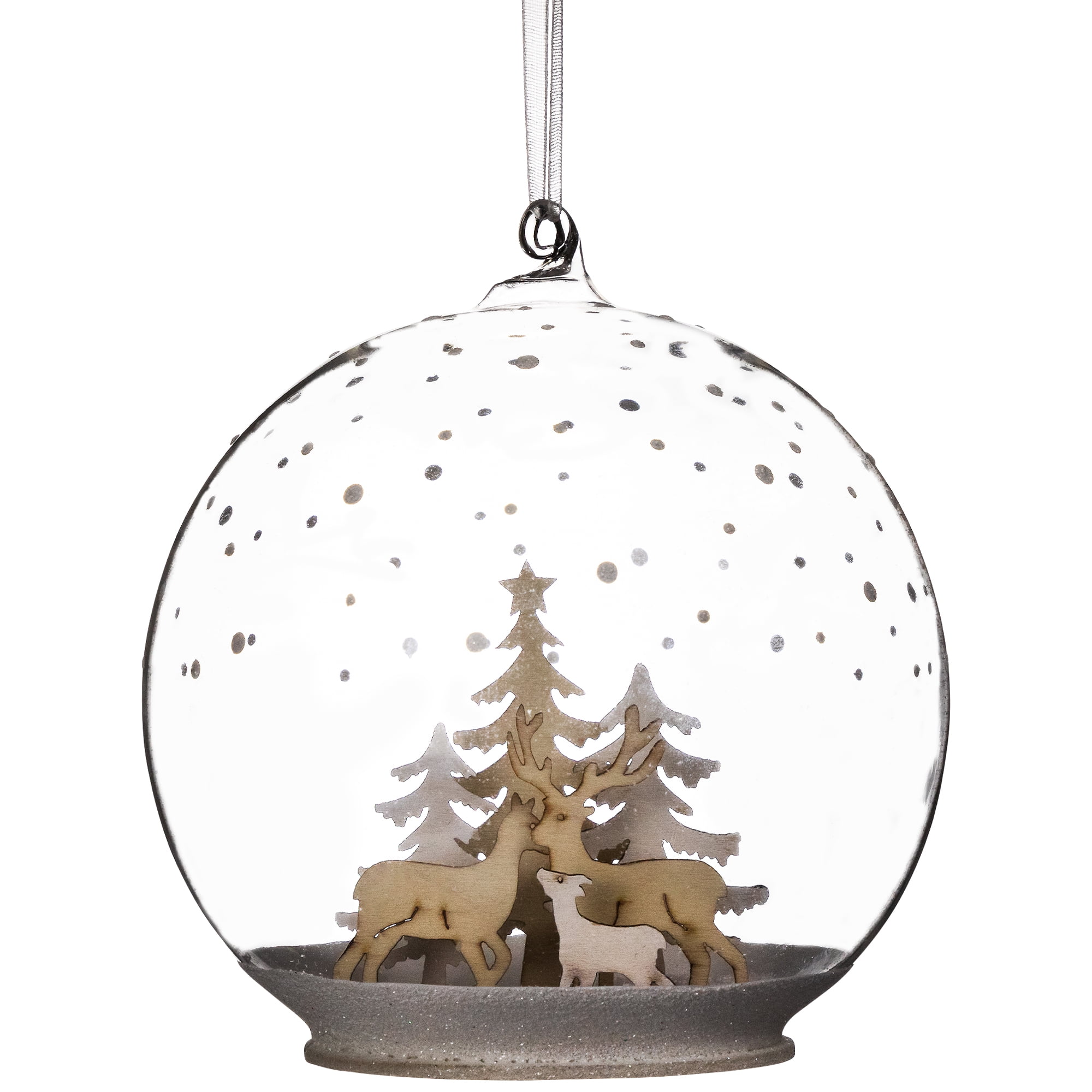 Northlight Deer Family in Snow Glass Globe Christmas Ornament  - 4.75"
