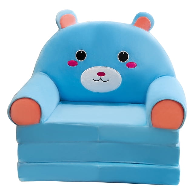 Sofá plegable de felpa para niños, sillón con respaldo 2 en 1, sofá plegable para niños, bonito sofá perezoso de dibujos animados, sofá cama abatible para niños, para sala de estar, dormitorio, sin